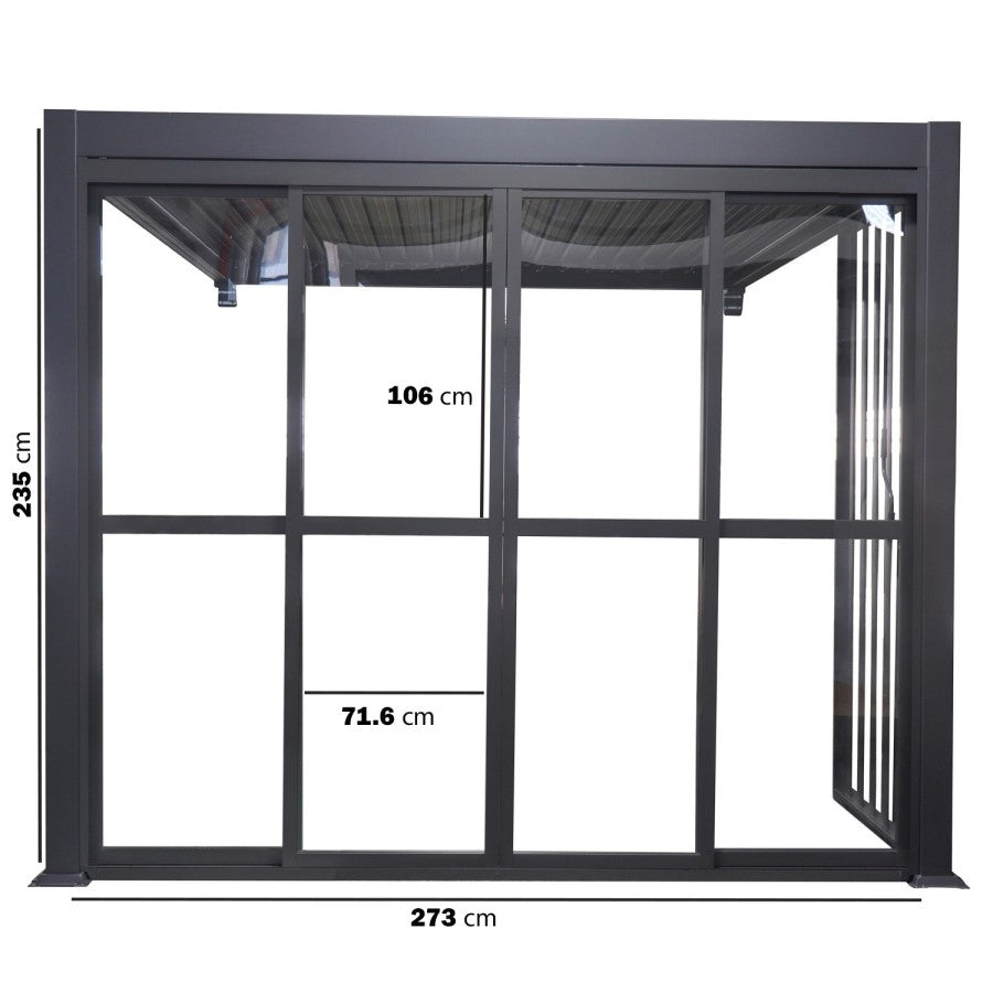 Aluminium Glazed Sliding Pergola Doors System in Charcoal