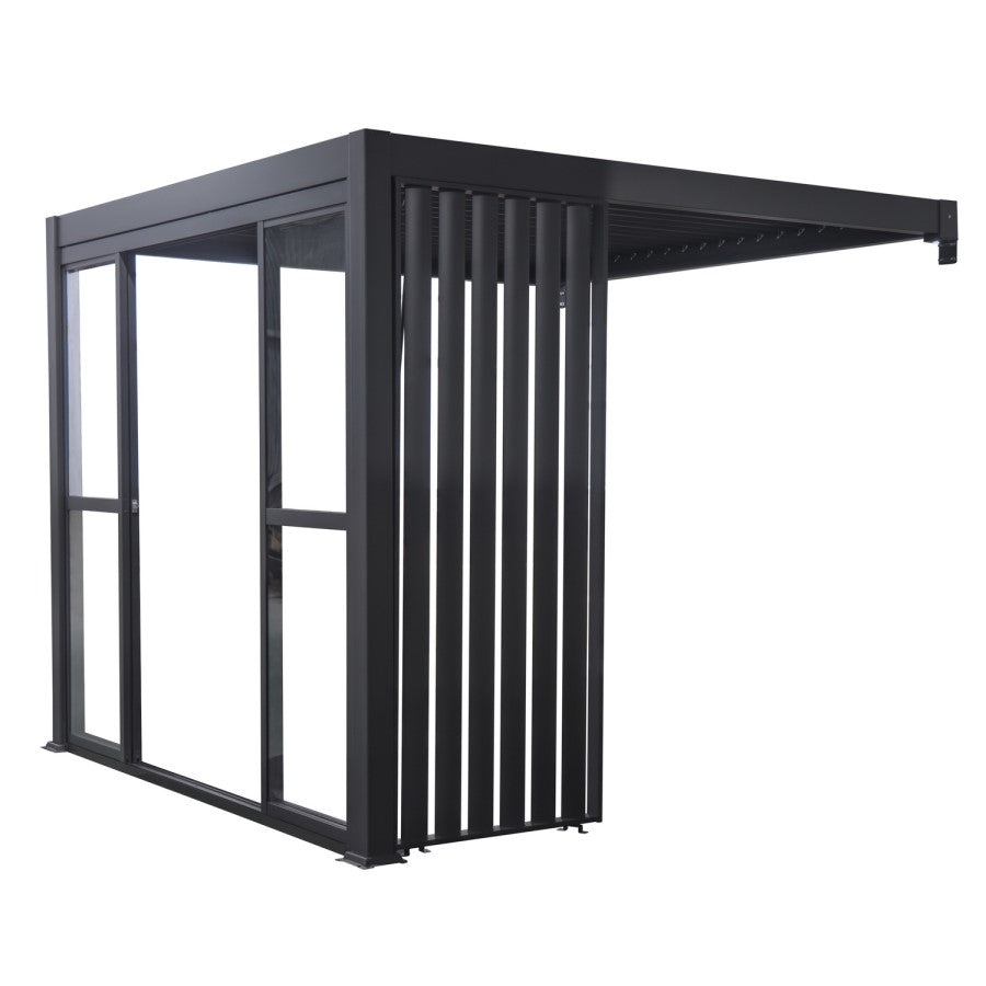Aluminium Glazed Sliding Pergola Doors System in Charcoal