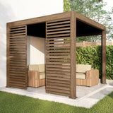 Load image into Gallery viewer, Heavy Duty Aluminium Single Slatted Adjustable Pergola Screen in Wood Effect