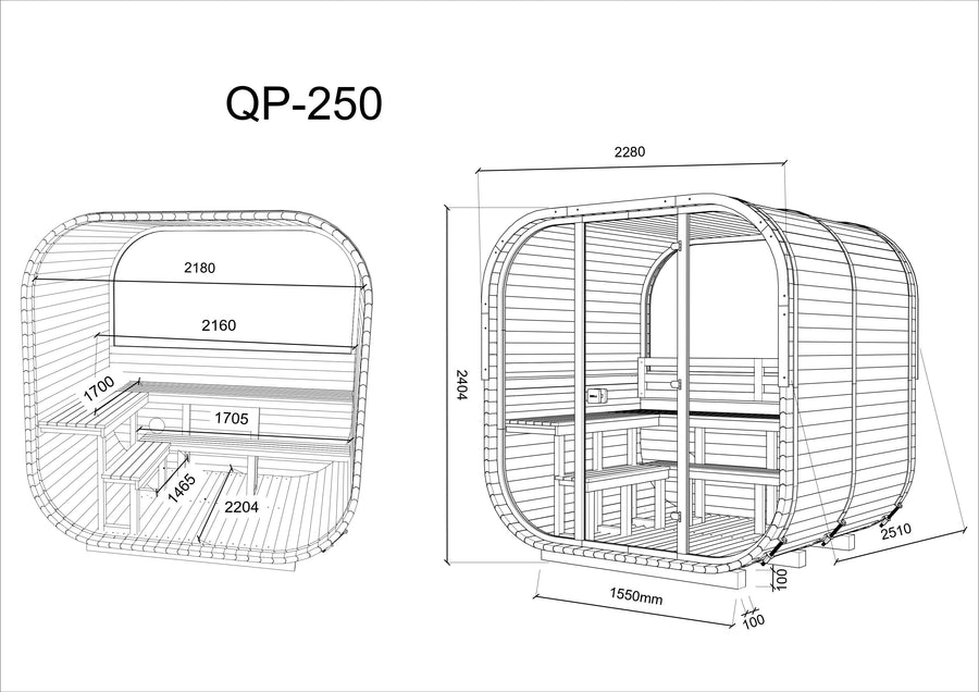 Hekla Cube 250 - 6 Person Outdoor Sauna