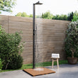 Load image into Gallery viewer, Black Thermostatic Mixer Outdoor 2 Outlets Shower Set with Wood Effect Base - Zen
