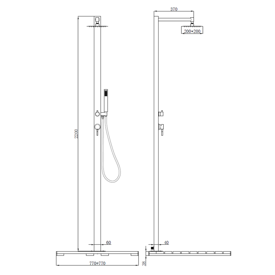 Technical dimensional drawing