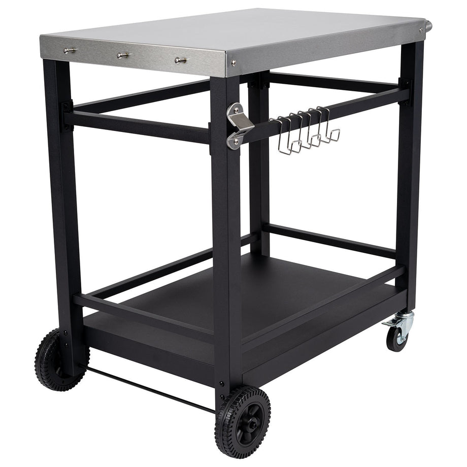 Boss Grill BBQ Serving Trolley with Utensil Hooks and Bottle Opener