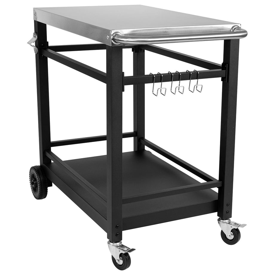 Boss Grill BBQ Serving Trolley with Utensil Hooks and Bottle Opener