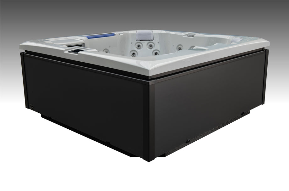 Edge Kensington Hot Tub in Dark Grey — seating and cabinet view