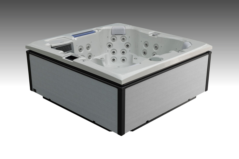 Edge Kensington Hot Tub in Light Grey — cabinet finish and exterior view