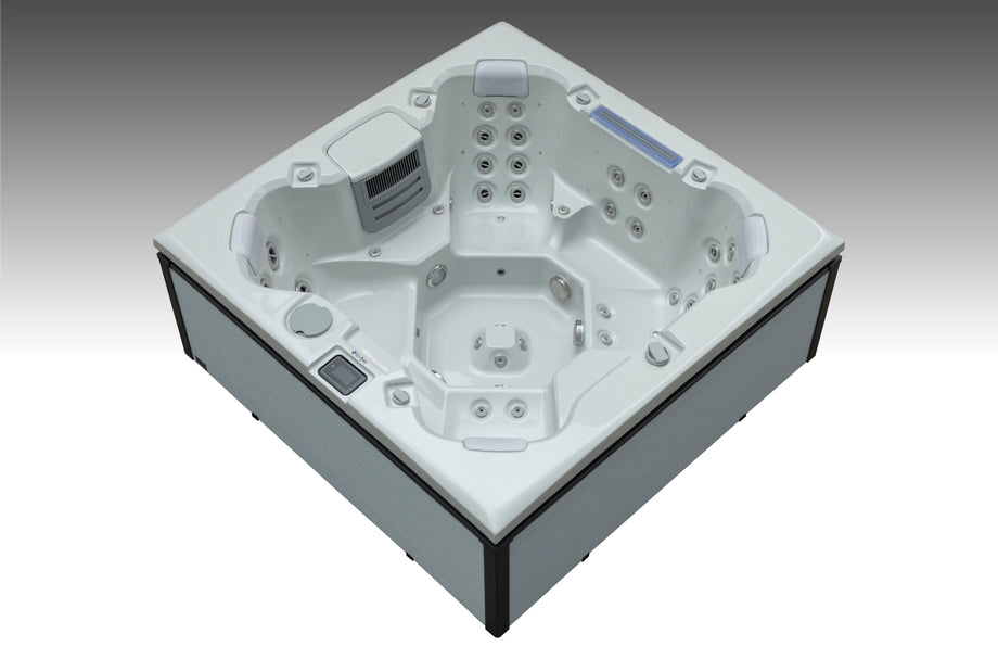 Edge Knightsbridge Hot Tub in Light Grey — all-seater layout