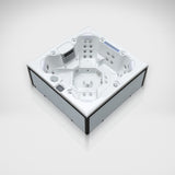 Load image into Gallery viewer, Edge Knightsbridge hot tub in light grey from above, showing all seats
