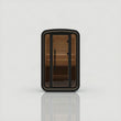 Load image into Gallery viewer, Hekla Mini Cube in black Nero finish, front view through the glass door to the bench

