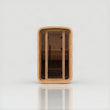 Load image into Gallery viewer, Hekla Mini Cube in Scandi thermo-spruce, front view through the glass door to the bench
