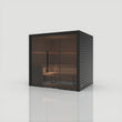 Load image into Gallery viewer, Hekla Traditional 210 indoor sauna in Nero black finish, angled front view with glass door closed
