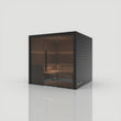 Load image into Gallery viewer, Hekla Traditional 210x indoor sauna in Nero black finish, angled front view with glass door closed
