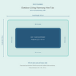 Load image into Gallery viewer, Top-down space plan for Outdoor Living Harmony Hot Tub, showing the 225 x 100 cm footprint and a 40 cm zone around every side.
