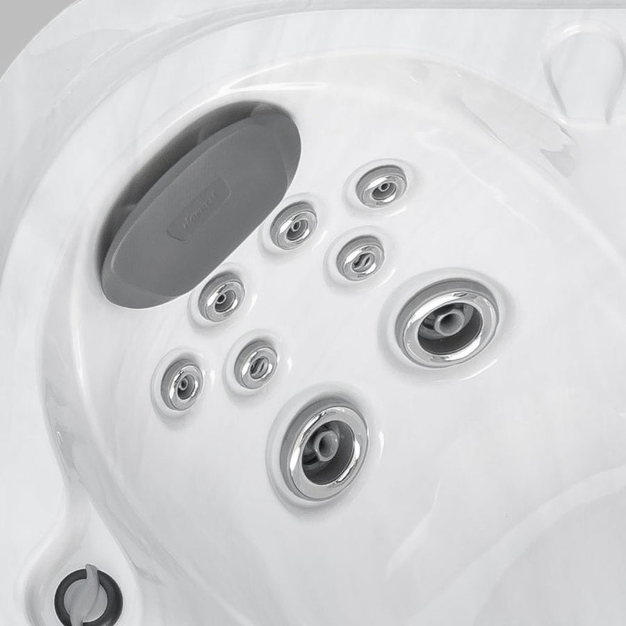 Close-up of the seat jets in the Jacuzzi J-201 hot tub