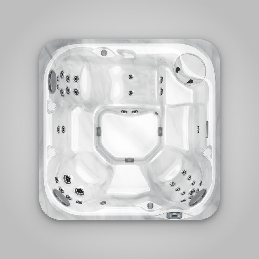 Overhead view of the Jacuzzi J-235 seating layout