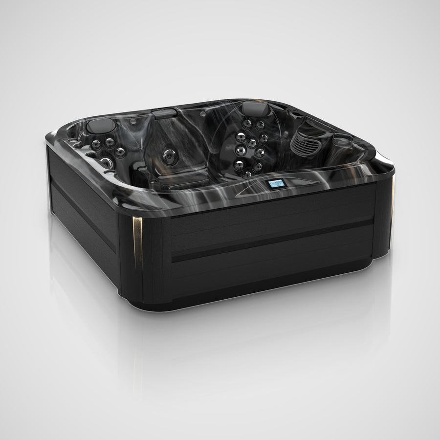 Jacuzzi J-375 hot tub in Midnight shell with Smoked Ebony cabinet
