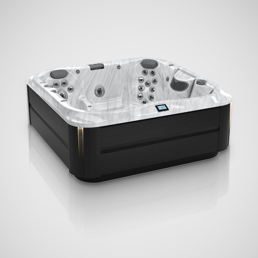 Jacuzzi J-375 hot tub in Platinum shell with Smoked Ebony cabinet