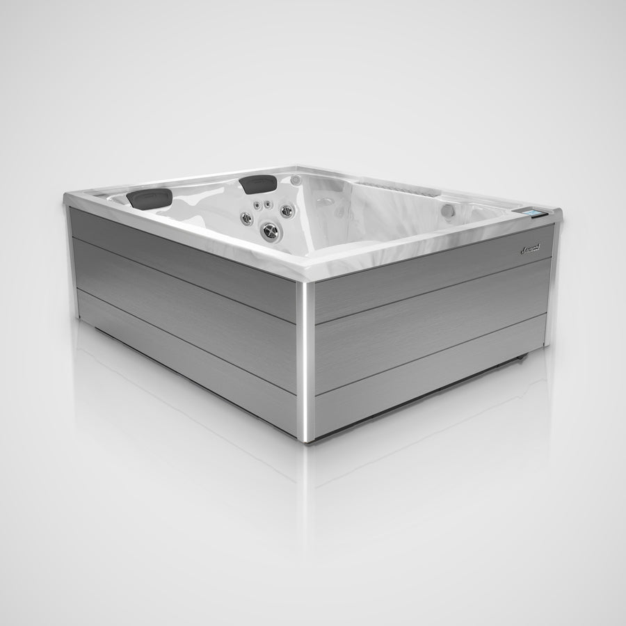 Jacuzzi J-404L hot tub with a Platinum shell and Brushed Gray cabinet