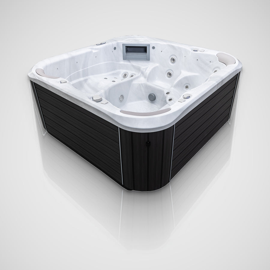 Jacuzzi S-600 hot tub with a Silver Marble shell and grey cabinet