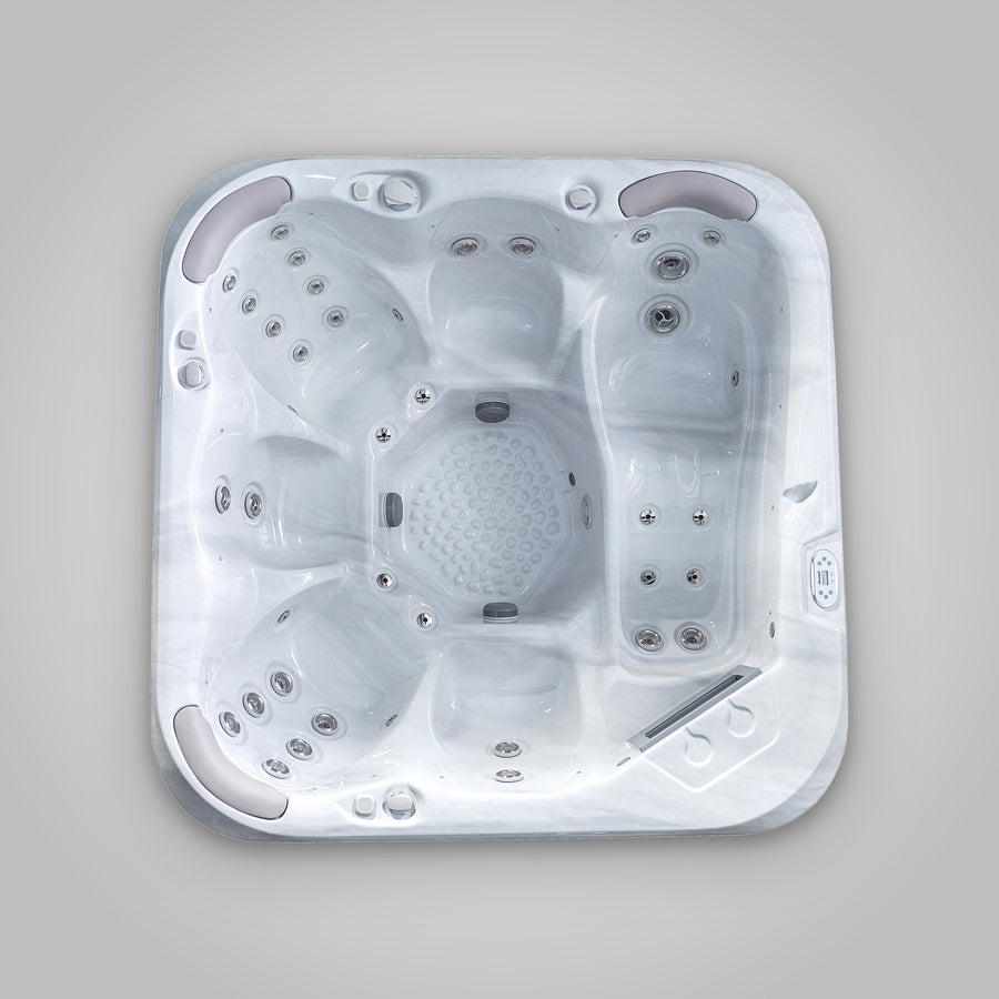 Top view of the Jacuzzi S-600 showing the six-seat layout