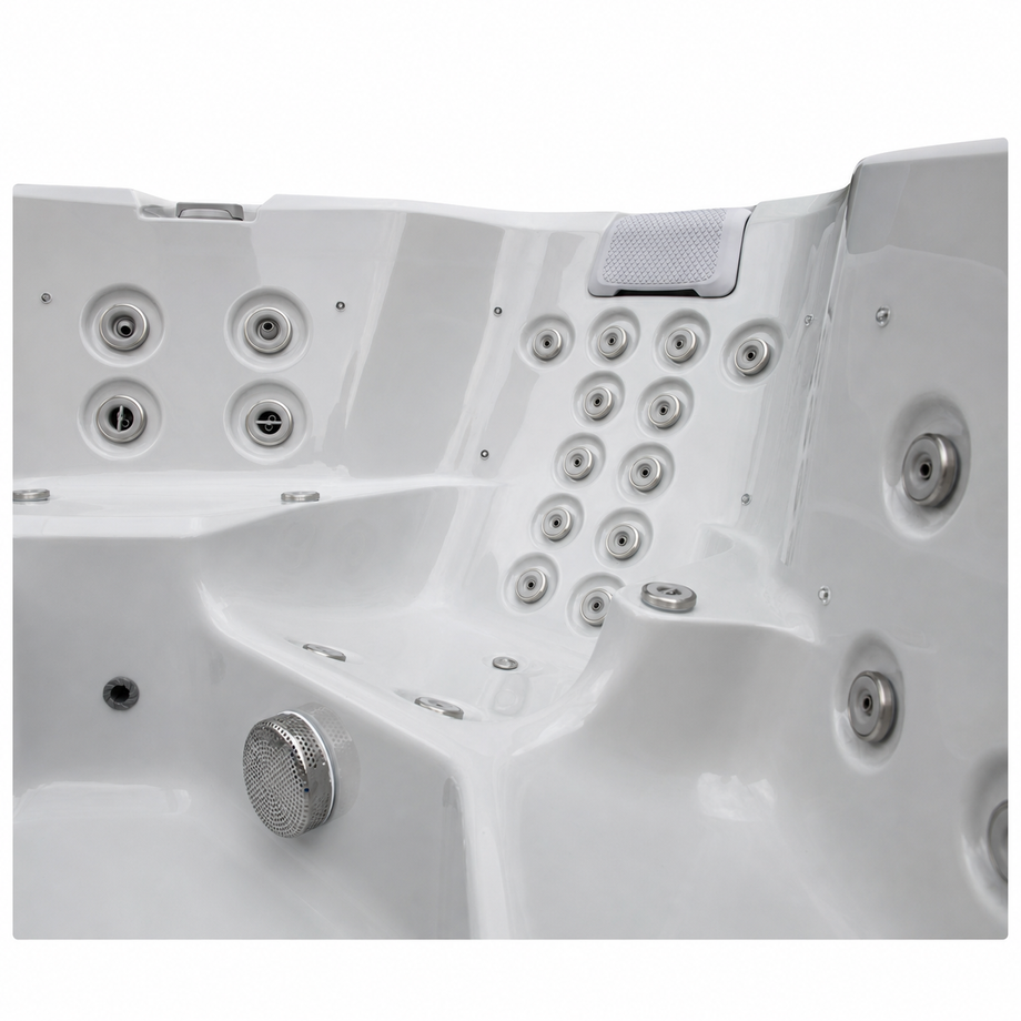 Edge Kensington Hot Tub - hydrotherapy jets and seating detail - square white background - July 2026