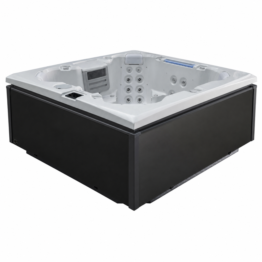 Edge Knightsbridge Hot Tub in Dark Grey - cabinet exterior - square white background - July 2026
