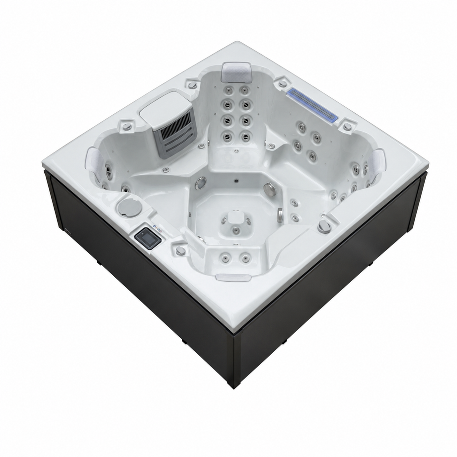 Edge Knightsbridge Hot Tub in Dark Grey - all-seater layout - square white background - July 2026