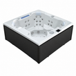 Load image into Gallery viewer, Edge Knightsbridge Hot Tub in Dark Grey - all-seater seating view - square white background - July 2026
