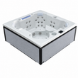 Load image into Gallery viewer, Edge Knightsbridge Hot Tub in Light Grey - all-seater seating view - square white background - July 2026
