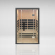 Load image into Gallery viewer, Outdoor Living 2 person indoor infrared sauna in black, front studio view with the black door handle
