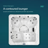 Load image into Gallery viewer, The Outdoor Living Lagoon from above, showing the contoured lounger with jets for your back, legs and feet