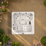 Load image into Gallery viewer, The Outdoor Living Lagoon hot tub in Silver Marble seen from above, to scale