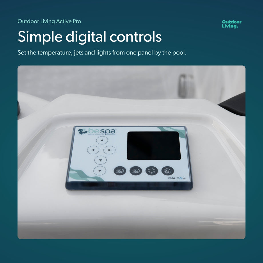 The digital control panel on the Outdoor Living Active Pro