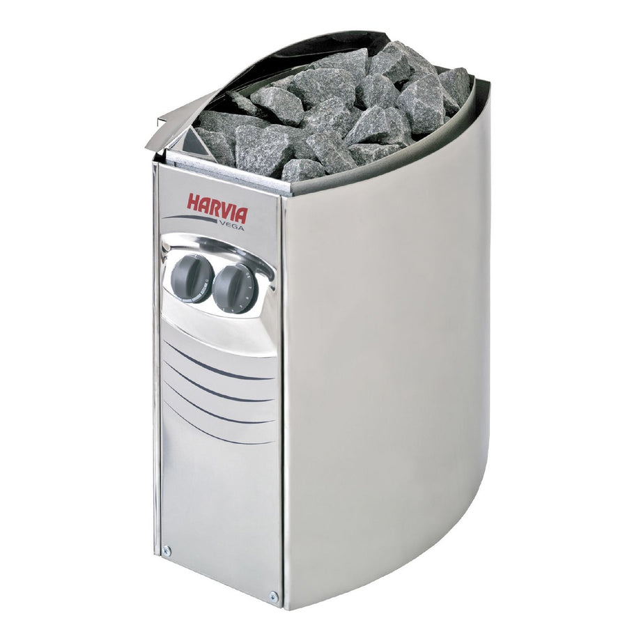 Harvia Vega 6kW stainless steel sauna heater with built-in control dials