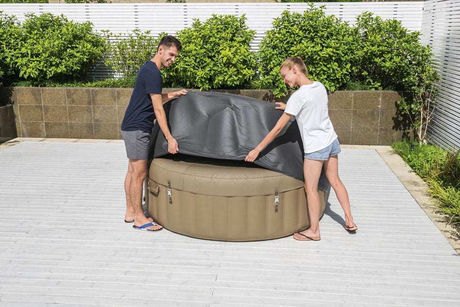 Putting on a Lay-Z-Spa® EnergySense™ - 196cm Round Thermal Hot Tub Cover