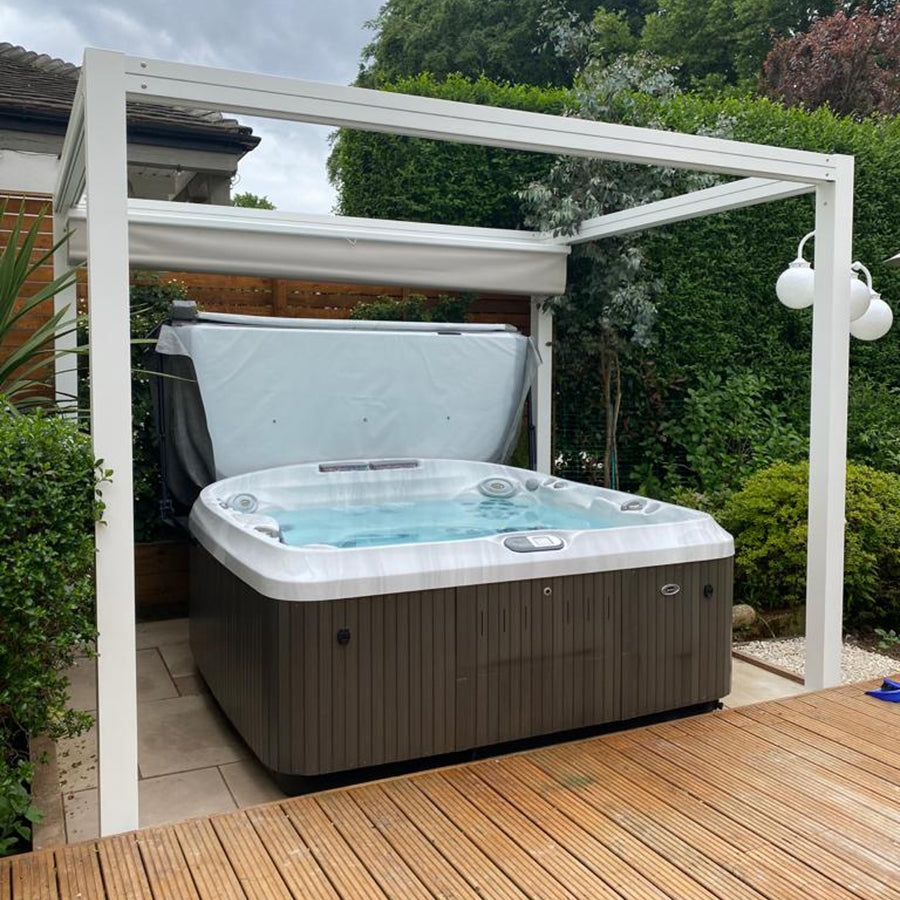 Bespoke Velarium Metal Hot Tub Gazebo with Waterproof Retracting Canopy Roof