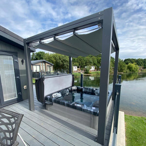 Bespoke Velarium Metal Hot Tub Gazebo with Waterproof Retracting Canopy Roof