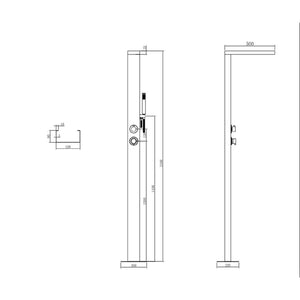 Suva Stainless Steel Outdoor Shower with Pencil Handset