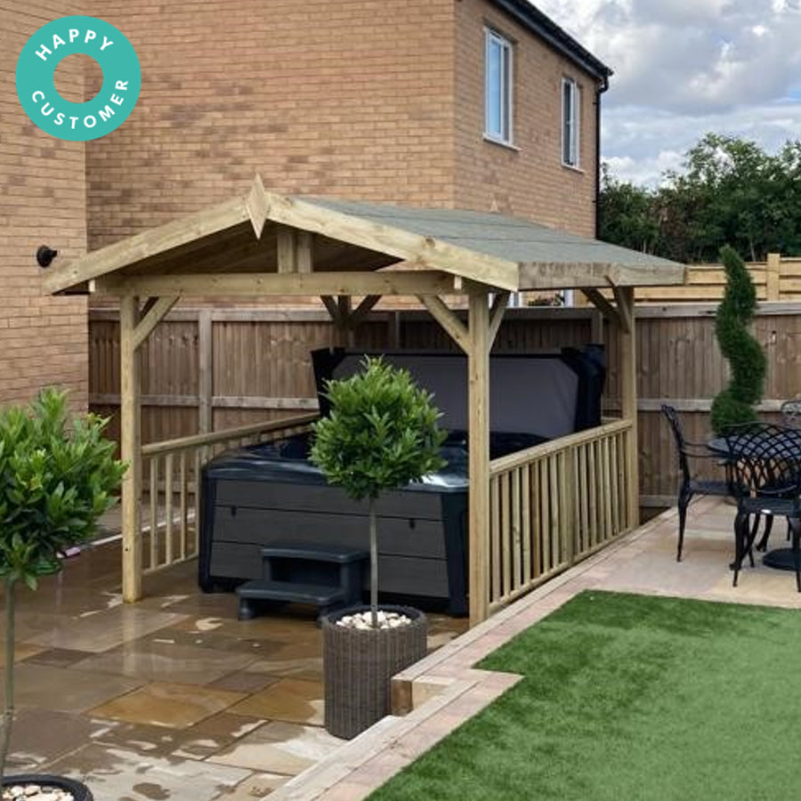 Apex Wooden Hot Tub Gazebo with Roof