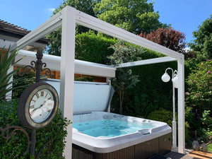 Bespoke Velarium Metal Hot Tub Gazebo with Waterproof Retracting Canopy Roof