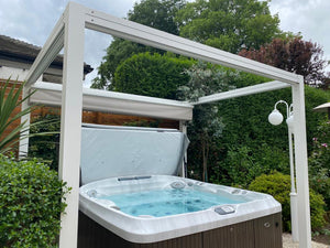 Bespoke Velarium Metal Hot Tub Gazebo with Waterproof Retracting Canopy Roof