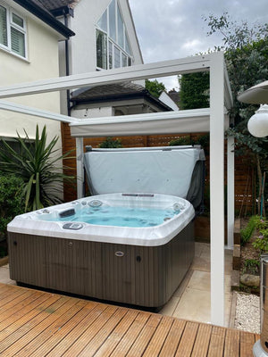 Bespoke Velarium Metal Hot Tub Gazebo with Waterproof Retracting Canopy Roof