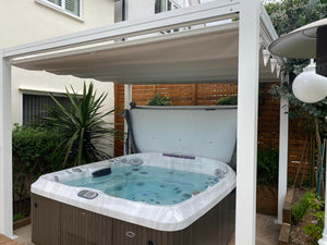 Bespoke Velarium Metal Hot Tub Gazebo with Waterproof Retracting Canopy Roof